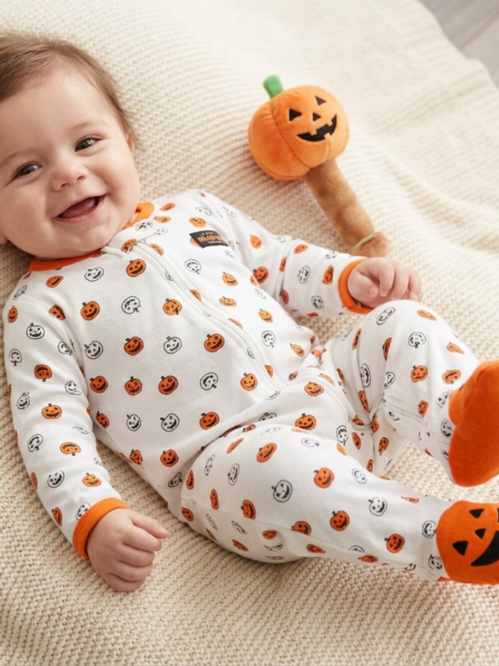 Little Me My First Halloween Pumpkin Footed Sleeper NWOT 6 Months